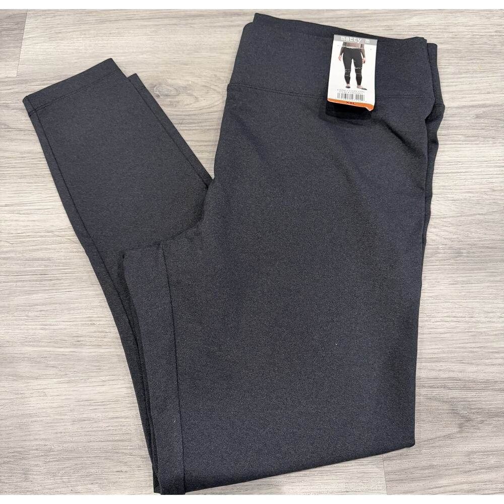 Matty M Women's XXL Stretch High Rise Pull-On Leggings Dark Charcoal